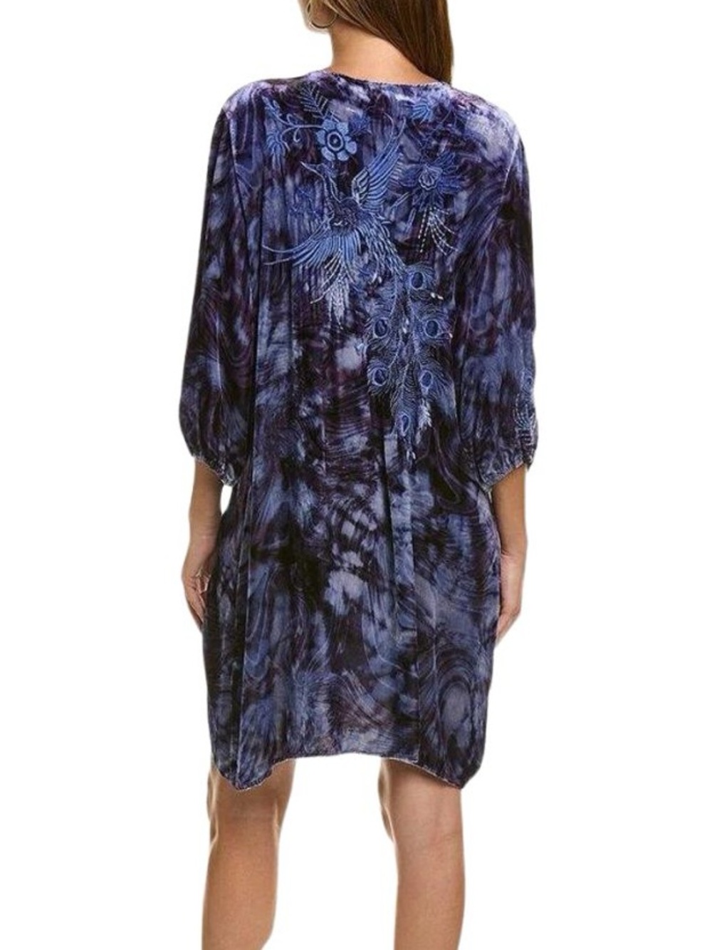 Johnny Was Azure Velvet Relaxed Dress Croatian Dreams Blue Purple Embroidered S - Picture 7 of 13